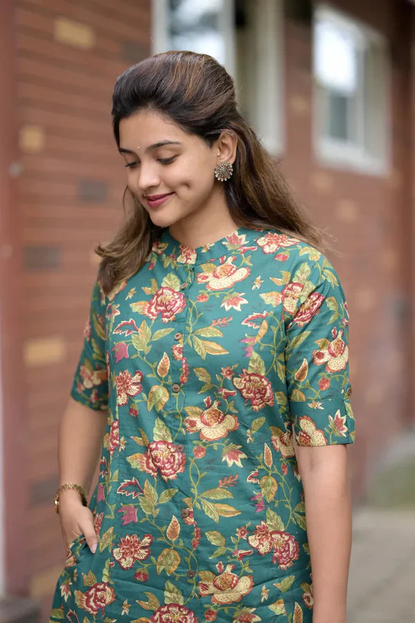 Libas Elegant Green Floral Kurta Set For Women