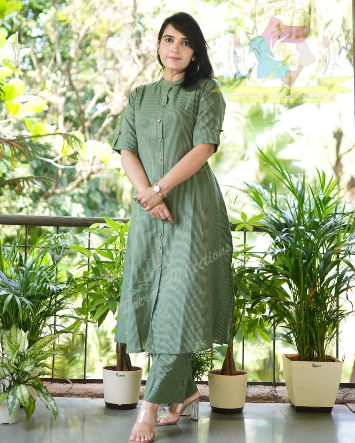 Libas Kurta Olive Green Co-Ord Set In A-Line Kurta And Pant Set