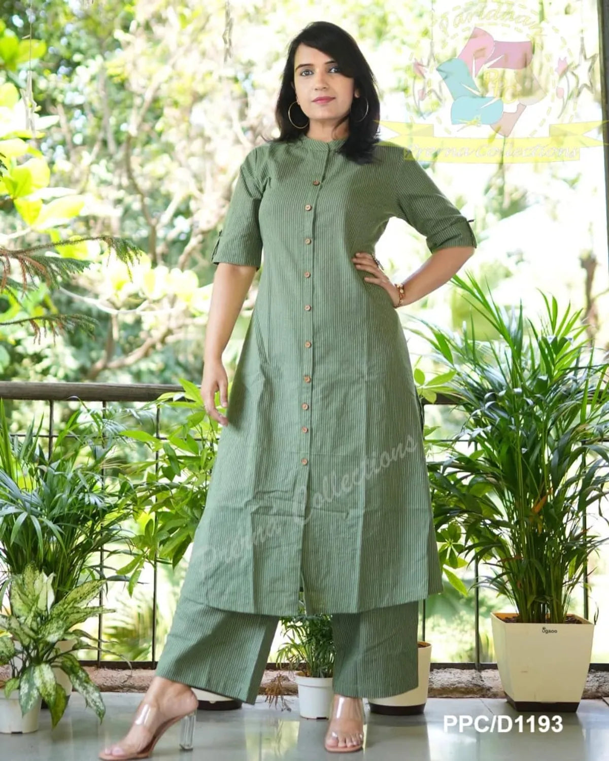 Libas Kurta Olive Green Co-Ord Set In A-Line Kurta And Pant Set