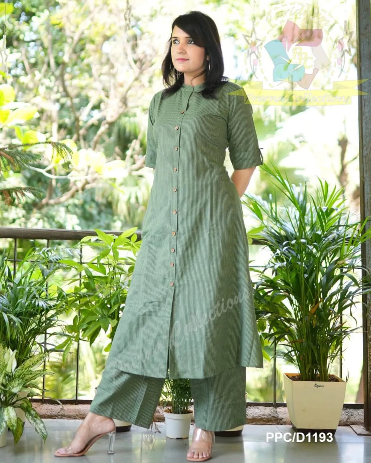 Libas Kurta Olive Green Co-Ord Set In A-Line Kurta And Pant Set