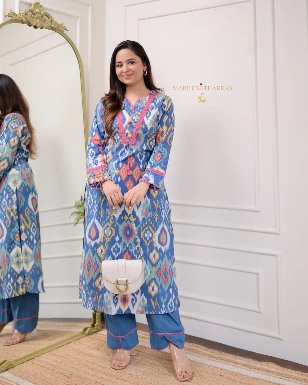 Libas Premium Cotton Printed Designer Kurti With Bottom Set