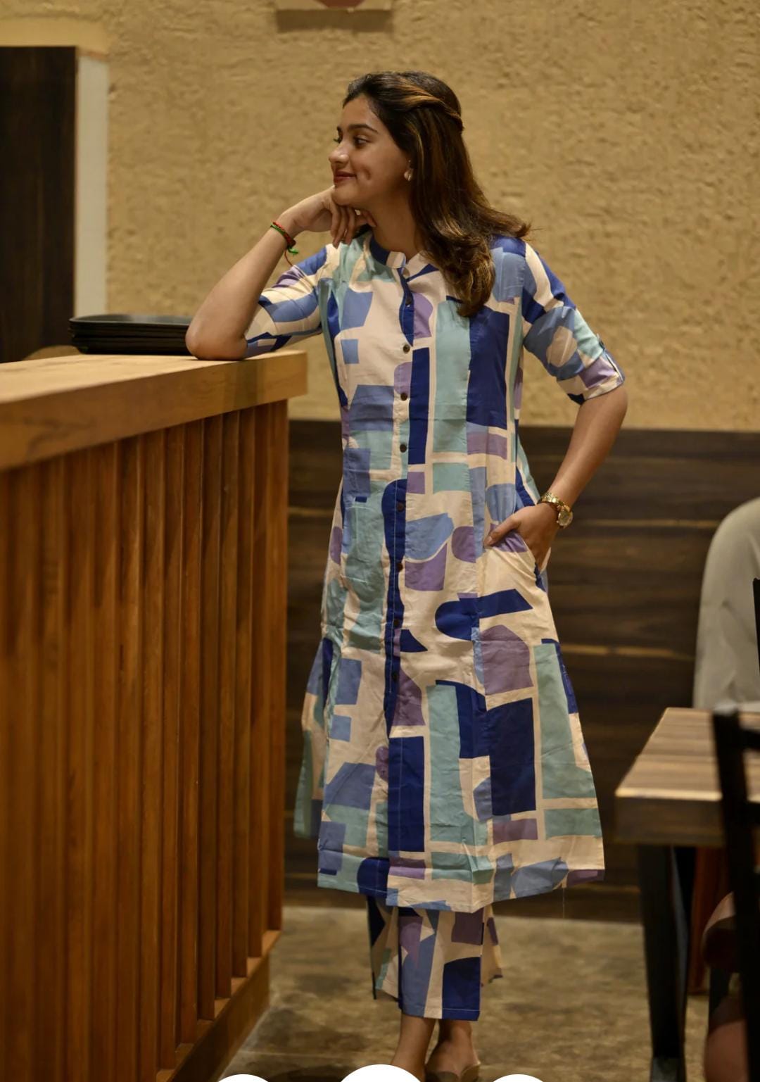Libas Abstract Print Cotton Kurta Set With Pants Modern Co-Ord Style