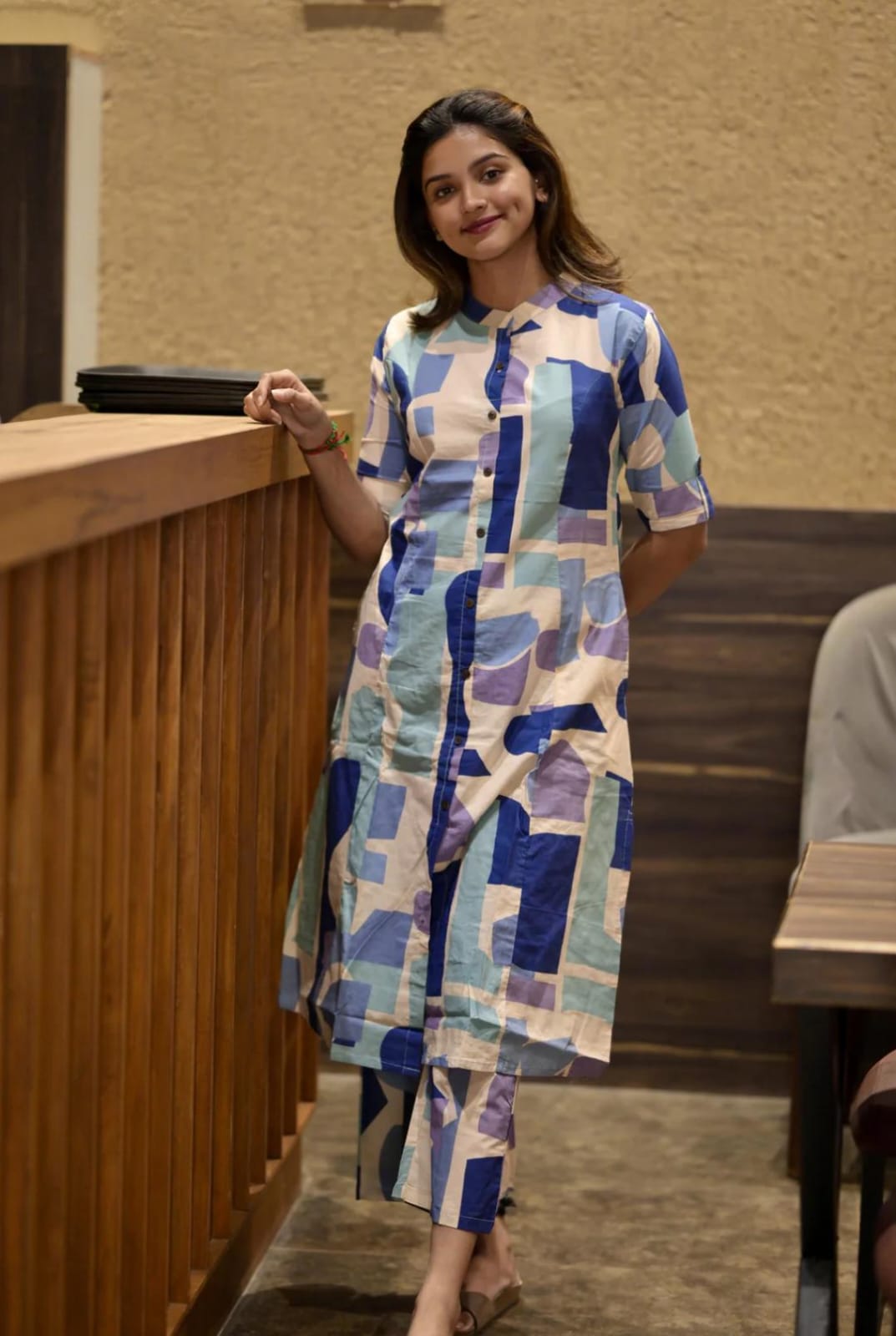 Libas Abstract Print Cotton Kurta Set With Pants Modern Co-Ord Style