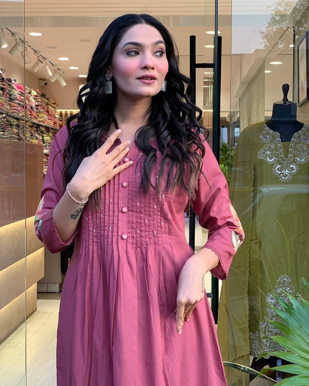 Libas Mauve Pink Embroidered Kurta Set