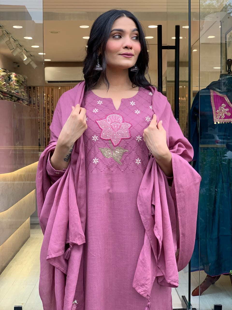 Libas Elegant Pink Embroidered Kurti