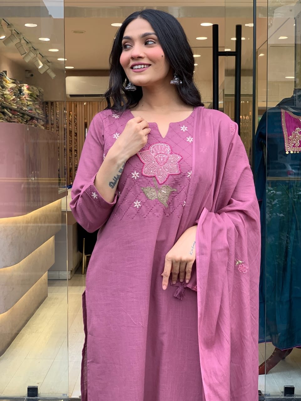 Libas Elegant Pink Embroidered Kurti