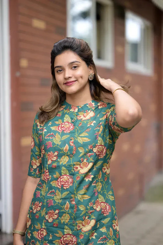 Libas Elegant Green Floral Kurta Set For Women