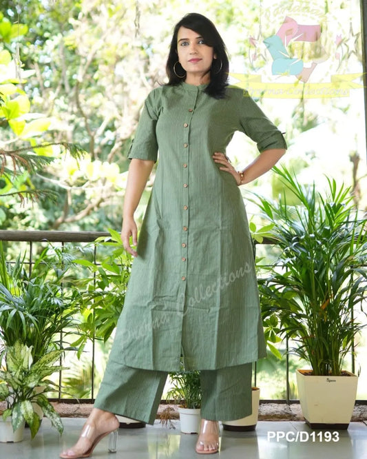 Libas Kurta Olive Green Co-Ord Set In A-Line Kurta And Pant Set
