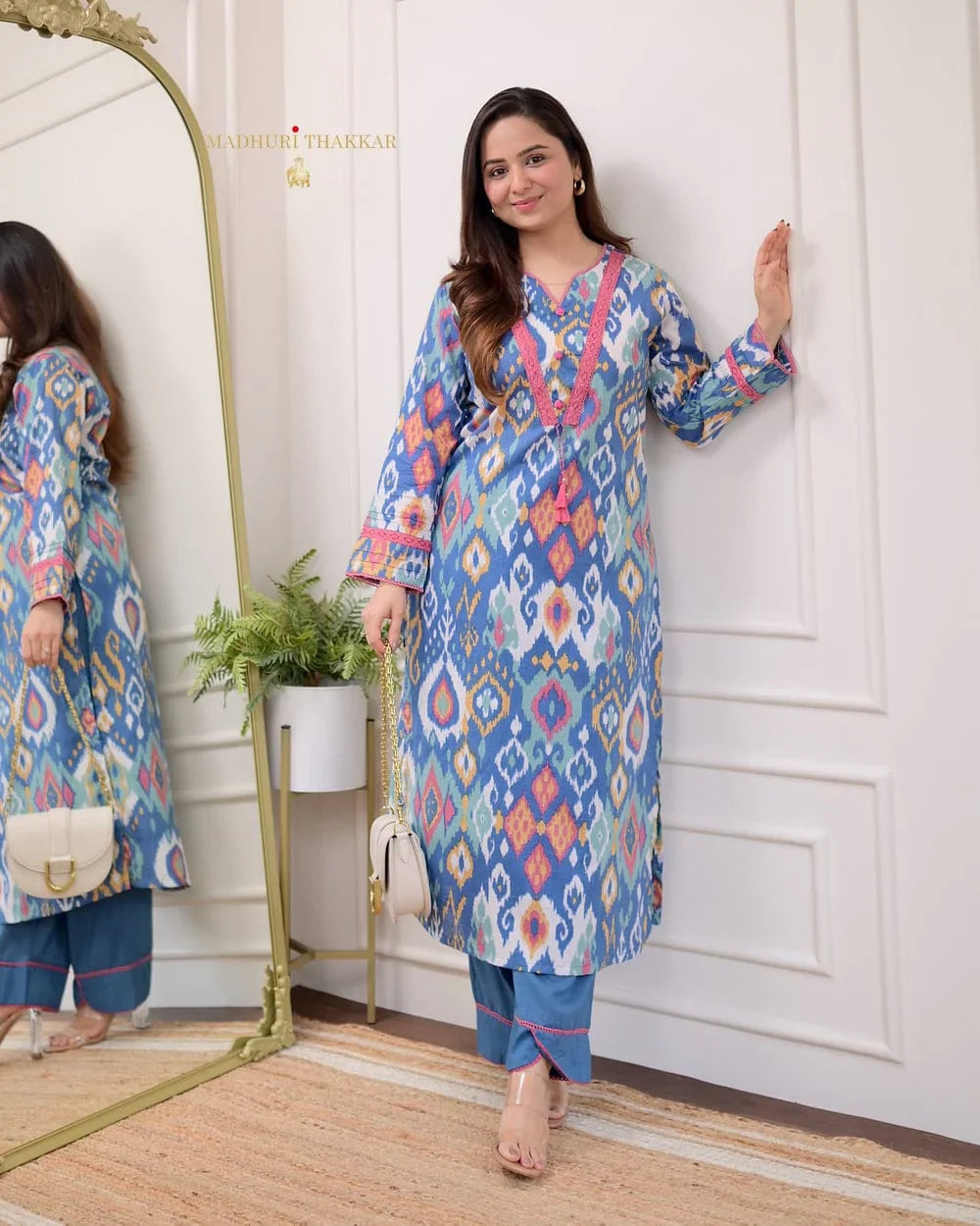Libas Premium Cotton Printed Designer Kurti With Bottom Set