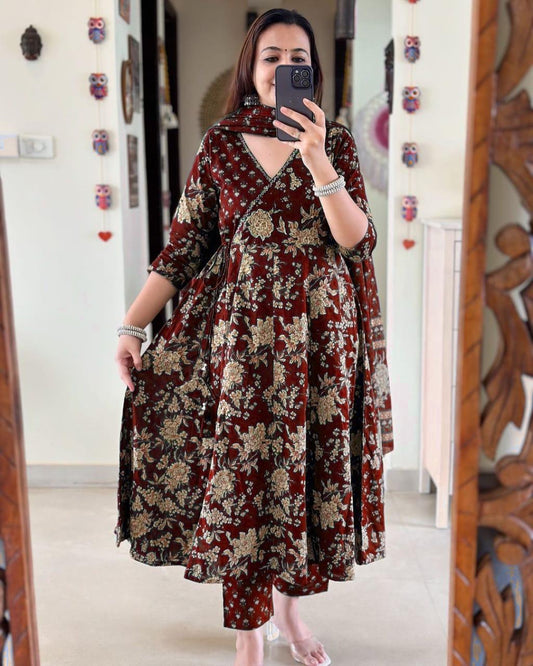 Libas Anarkali Kurta Set With Angrakha Style For Women( Purple )