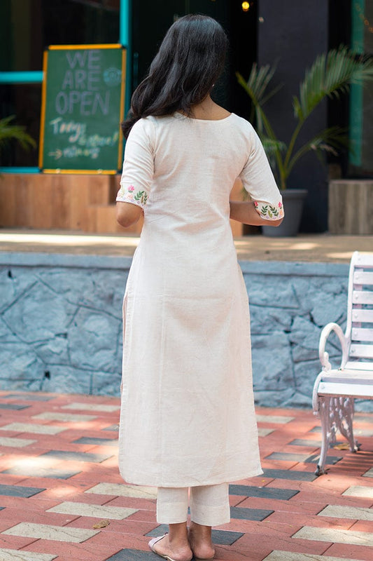 Libas Elegant Off-White Kurta Set With Floral Embroidery