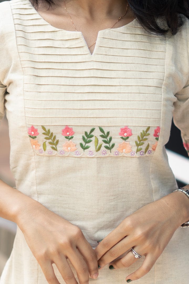 Libas Elegant Off-White Kurta Set With Floral Embroidery
