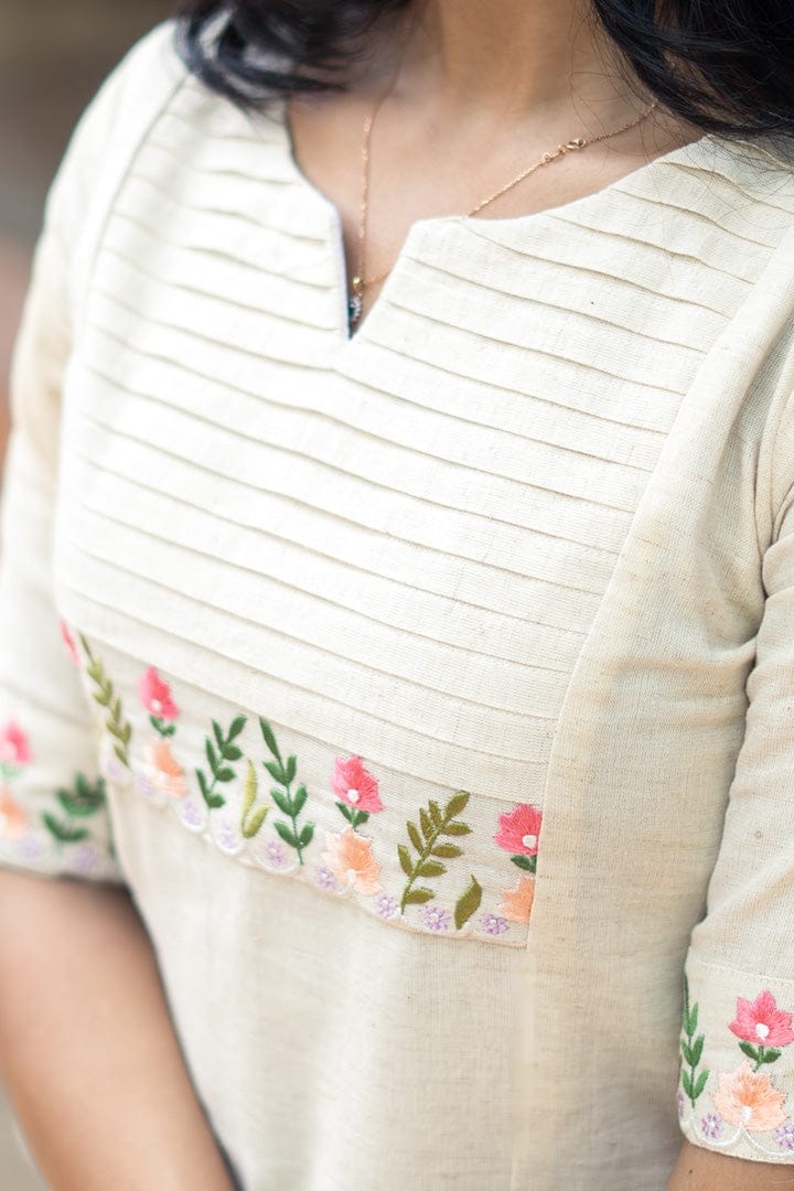 Libas Elegant Off-White Kurta Set With Floral Embroidery