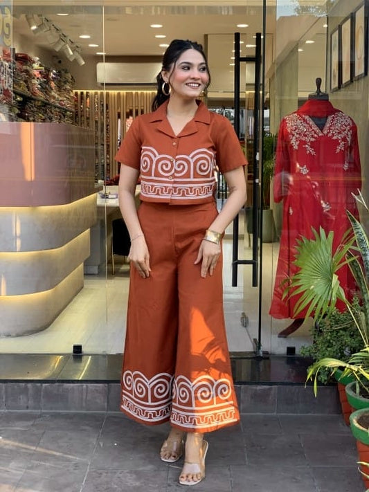Women'S Beautiful Stylish Embroidered Cotton Co Ord Set