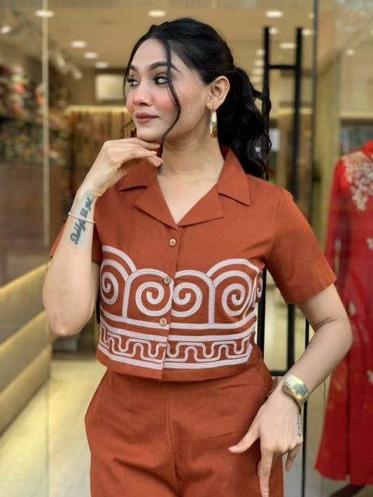 Women'S Beautiful Stylish Embroidered Cotton Co Ord Set