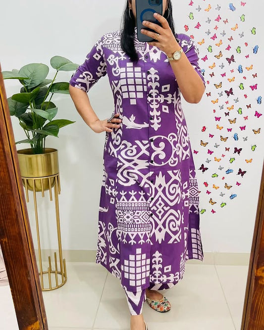 Libas Vibrant Violet Tribal Print Co-Ord Set