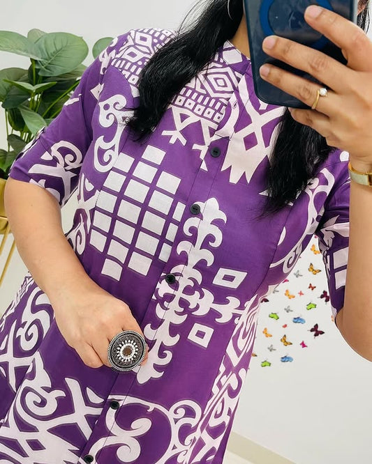 Libas Vibrant Violet Tribal Print Co-Ord Set