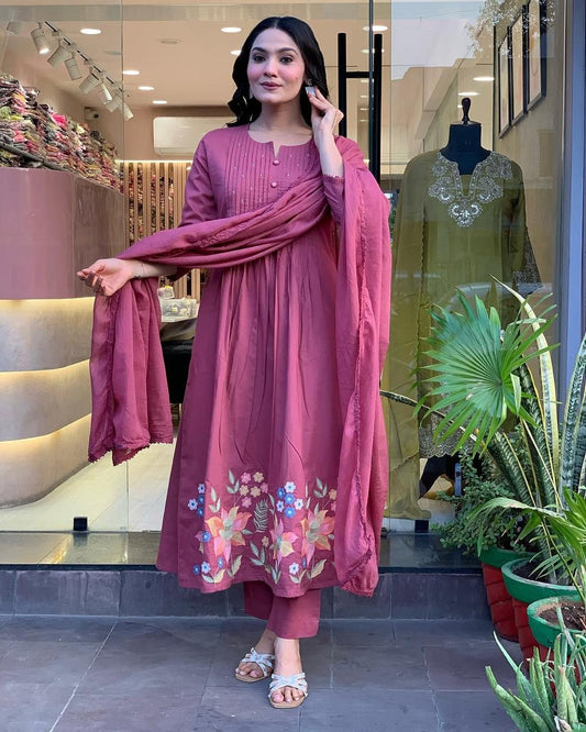Libas Mauve Pink Embroidered Kurta Set