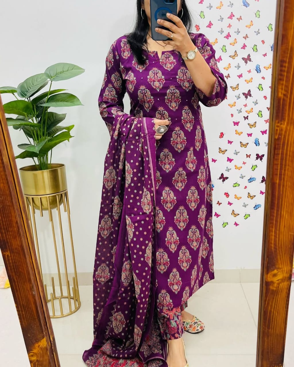 Libas Royal Purple Ethnic Elegance Cotton Suit Set