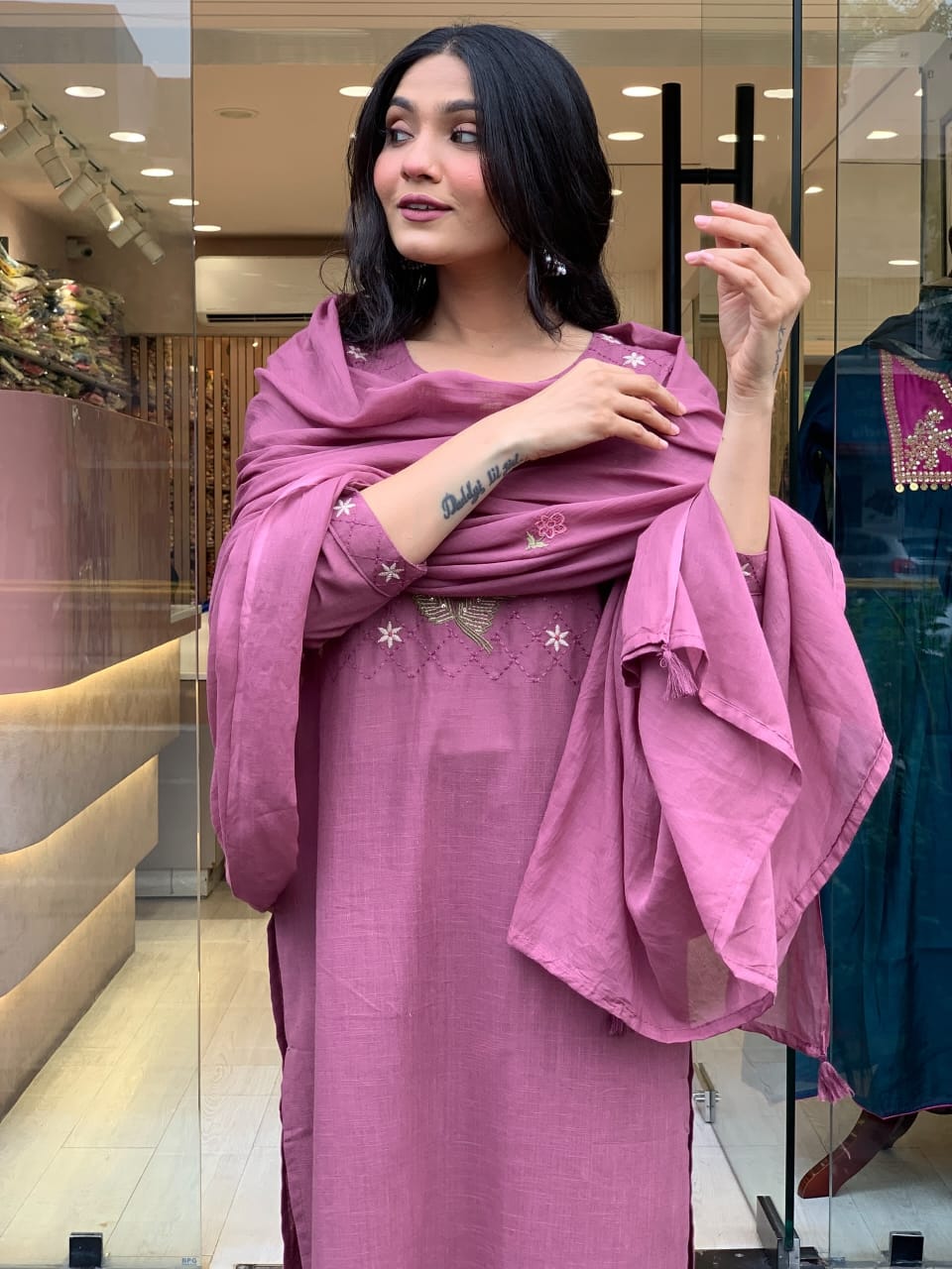 Libas Elegant Pink Embroidered Kurti