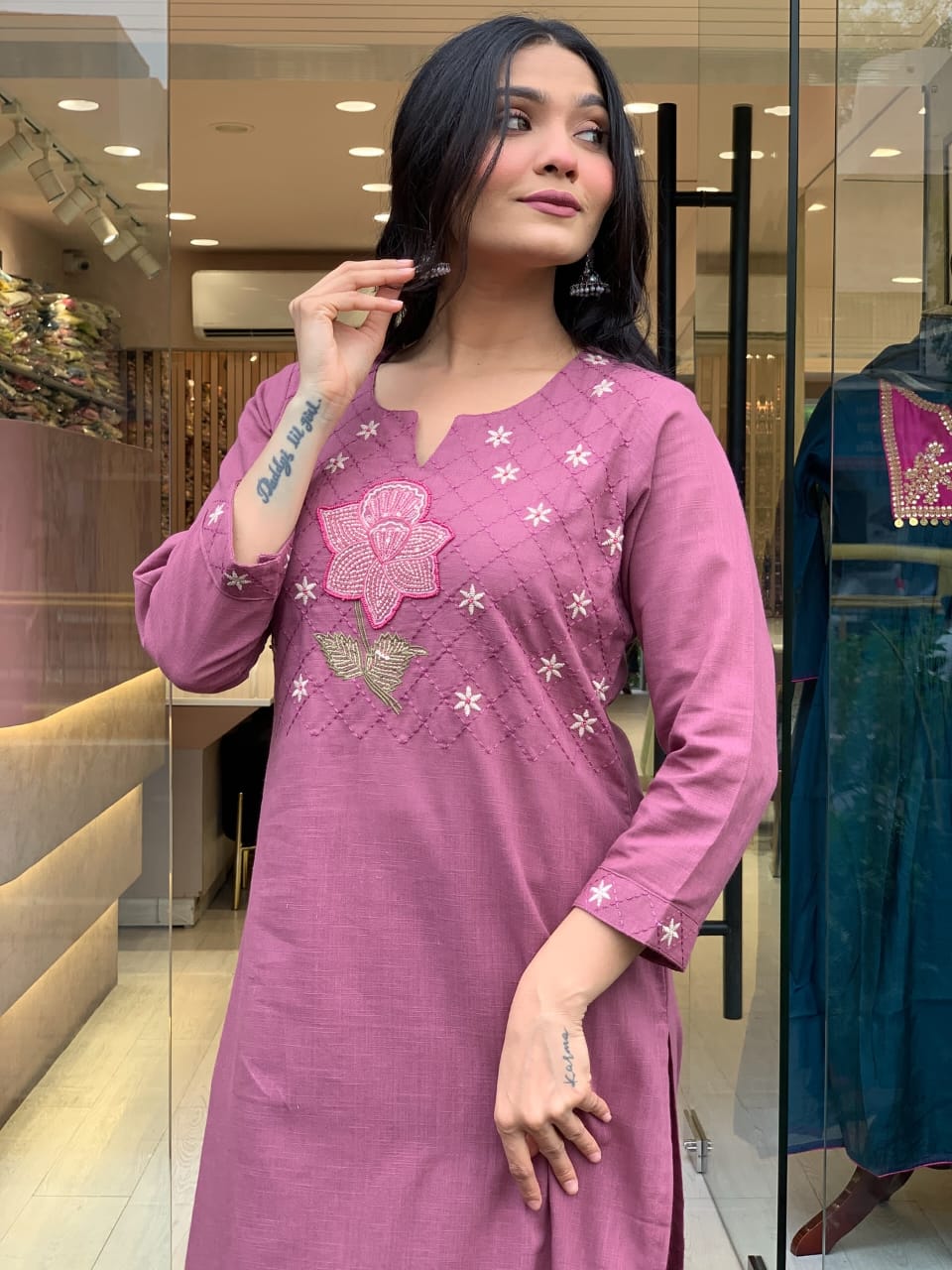 Libas Elegant Pink Embroidered Kurti