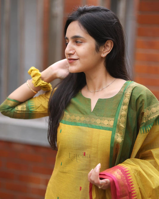 Libas Elegant Kanchi Cotton Suit Set With Jaquard Dupatta For Women